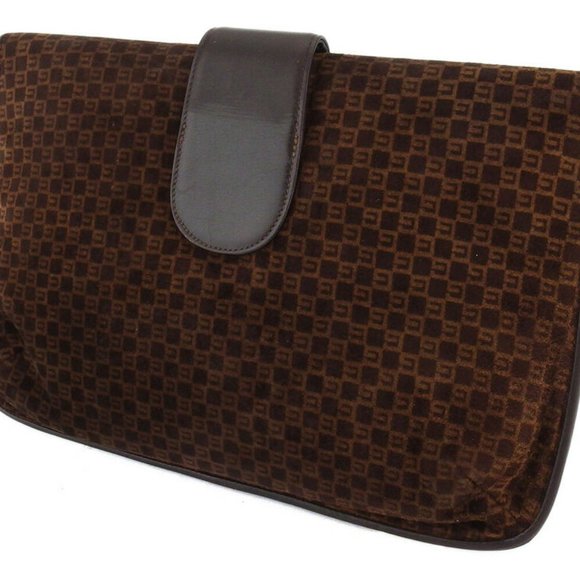 Authentic GUCCI clutch bag G mark pattern suede ~ leather Auth used - Picture 2 of 9